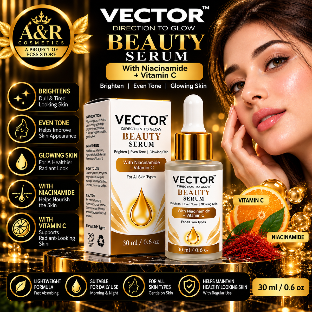 VECTOR Beauty Serum – With Niacinamide & Vitamin C