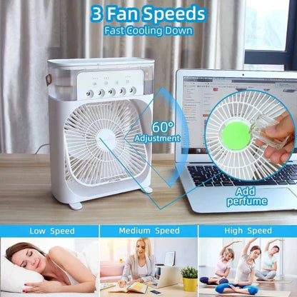 10 Inche Portable Air Conditioner Fan: Usb Electric Fan With Led Night Light and Mist Water