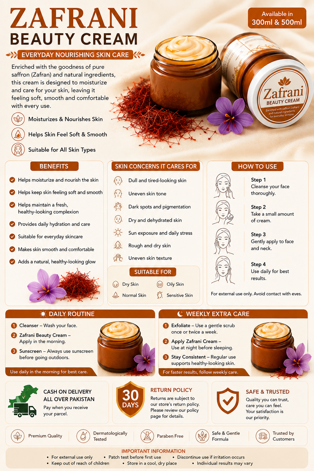 Zafrani Beauty Cream – Saffron Nourishing Skin Care