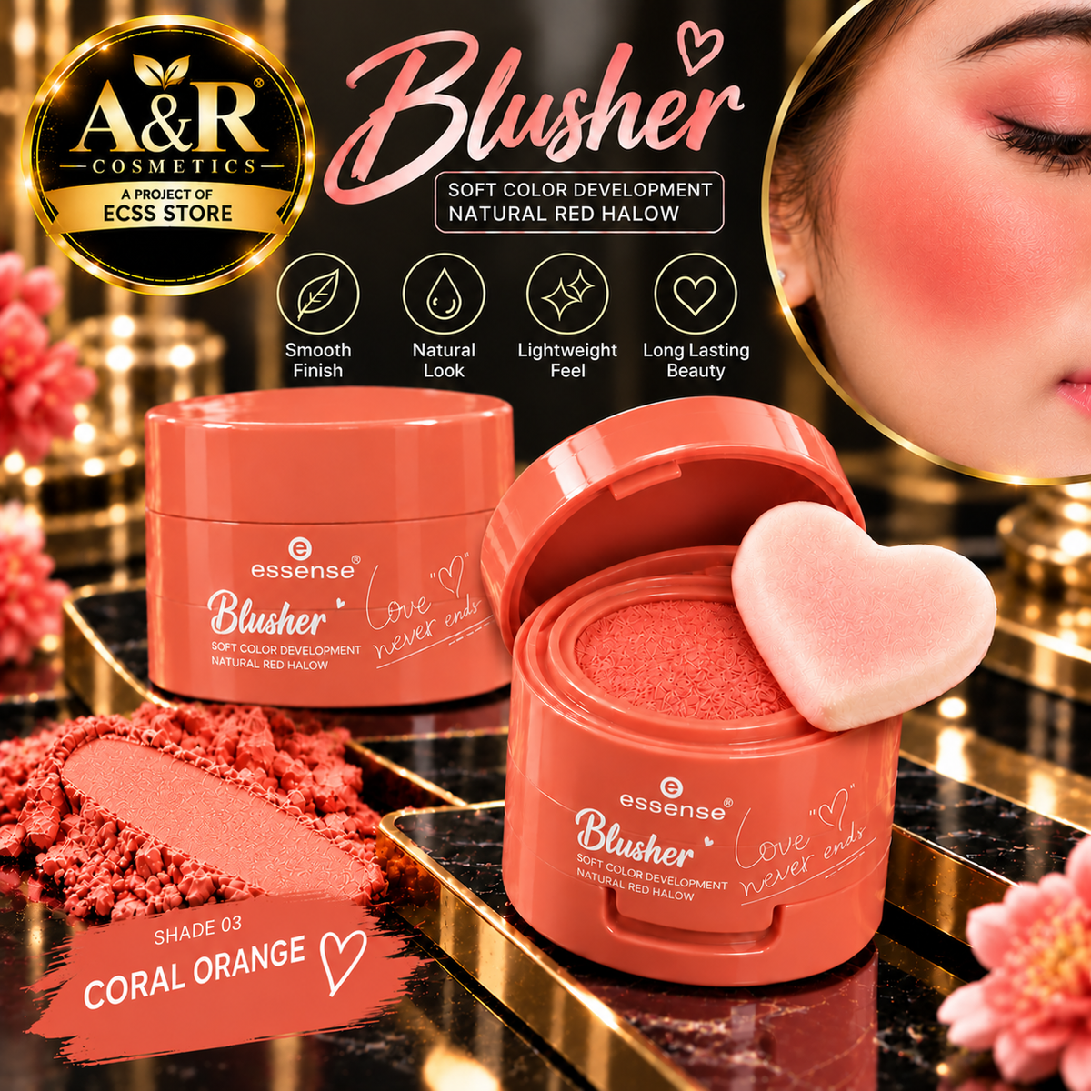 Essense Heart Stamp Blusher – 24 PCS Set | 6 Shades