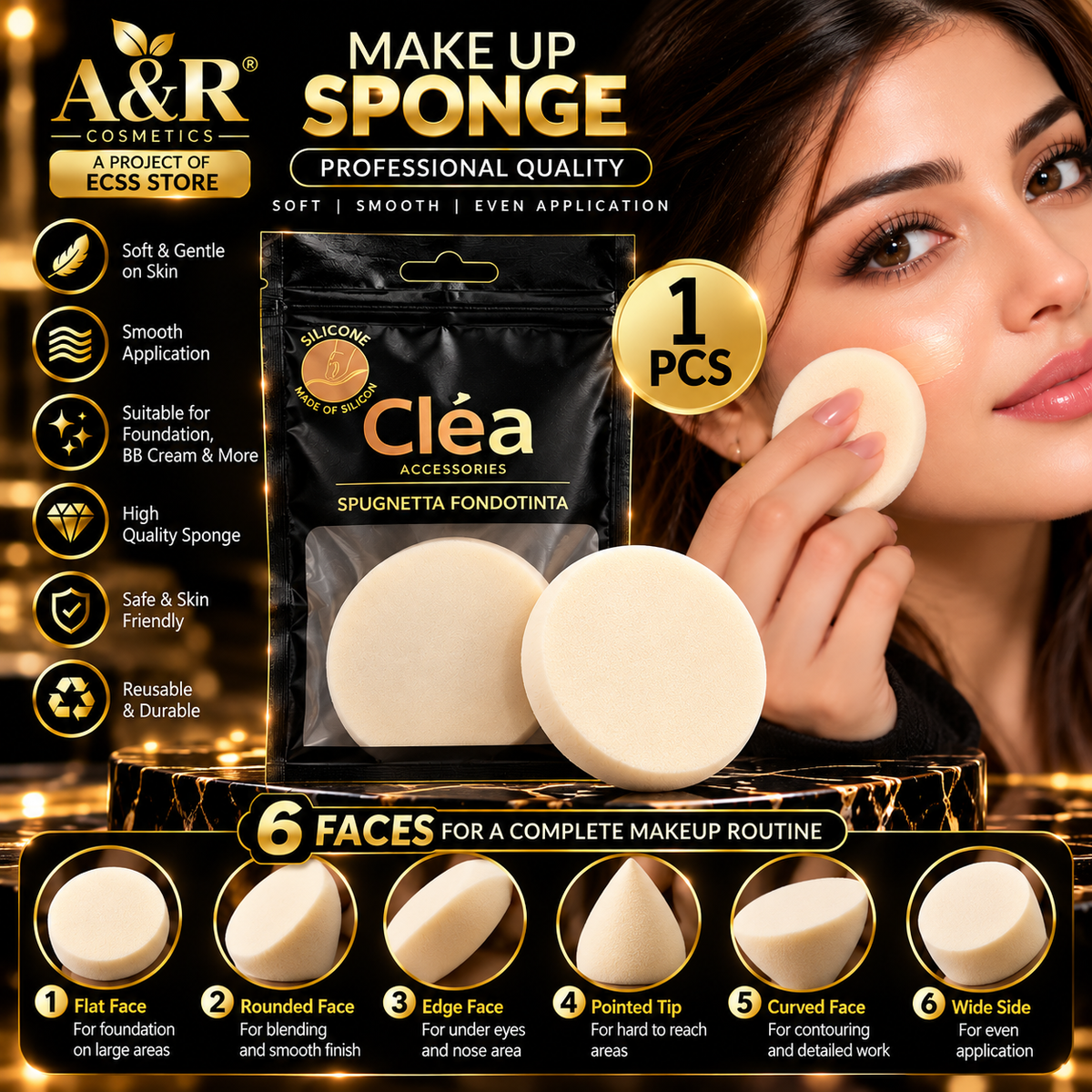 Cléa Professional Makeup Sponges – 1 Pcs | A&R Cosmetics