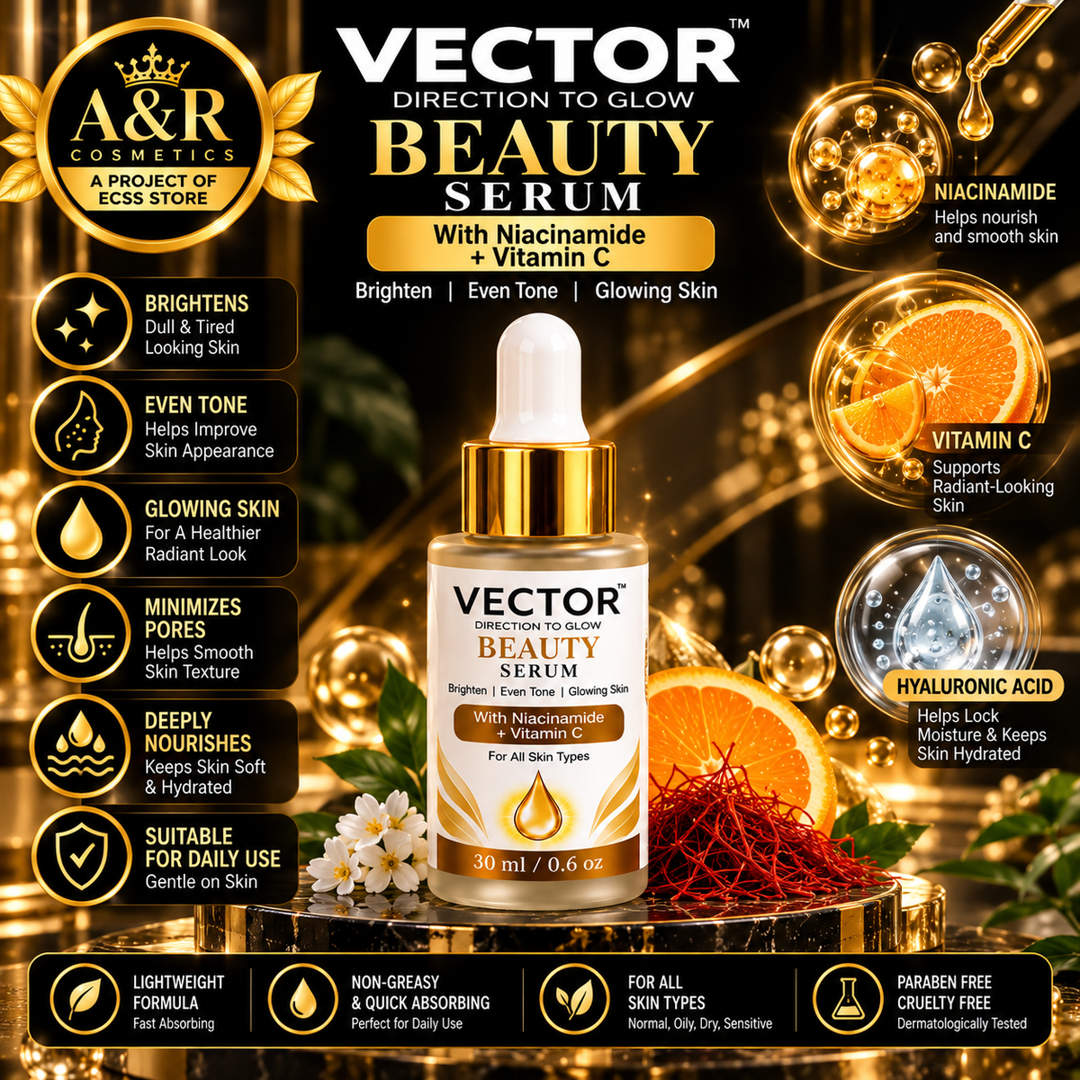 VECTOR Beauty Serum – With Niacinamide & Vitamin C
