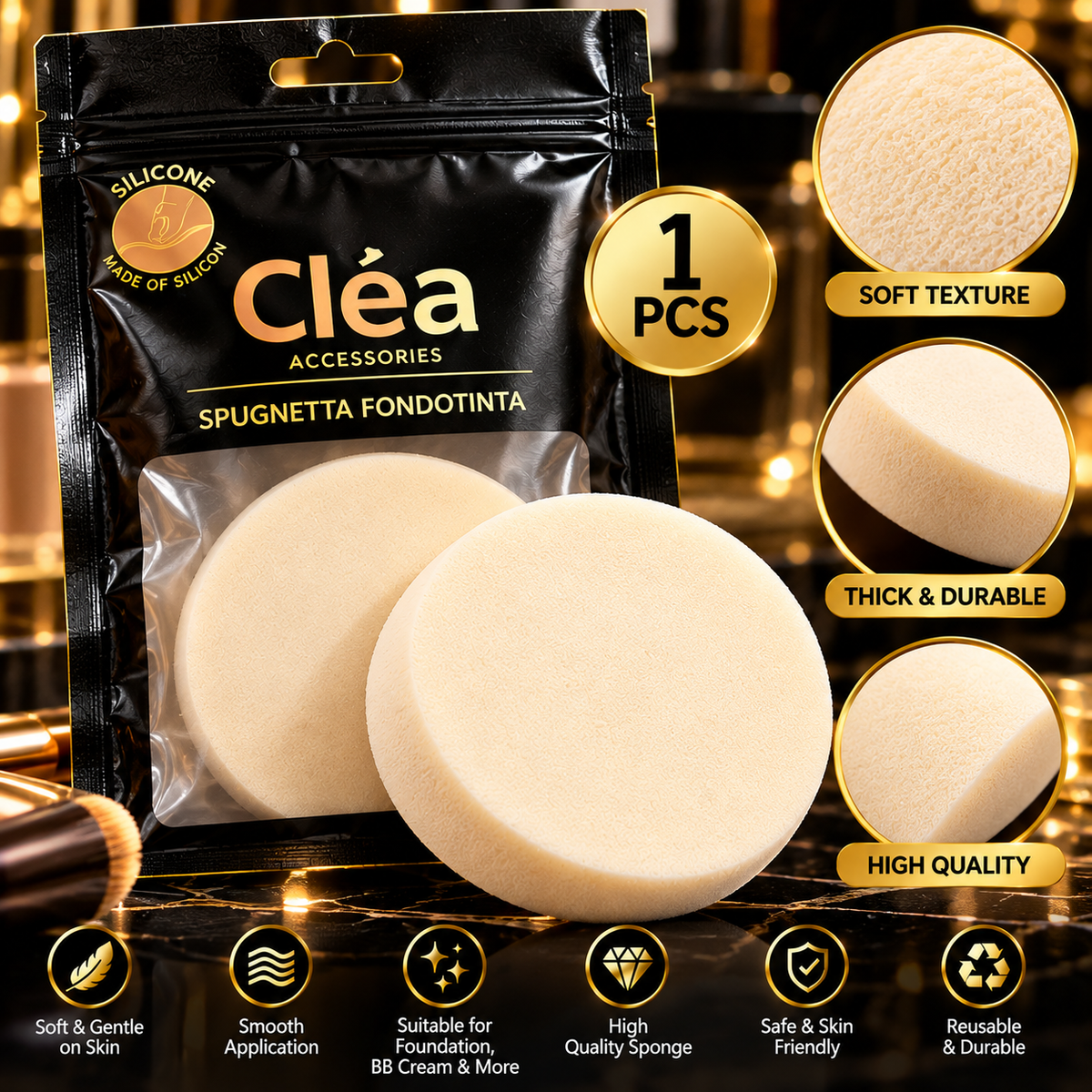 Cléa Professional Makeup Sponges – 1 Pcs | A&R Cosmetics