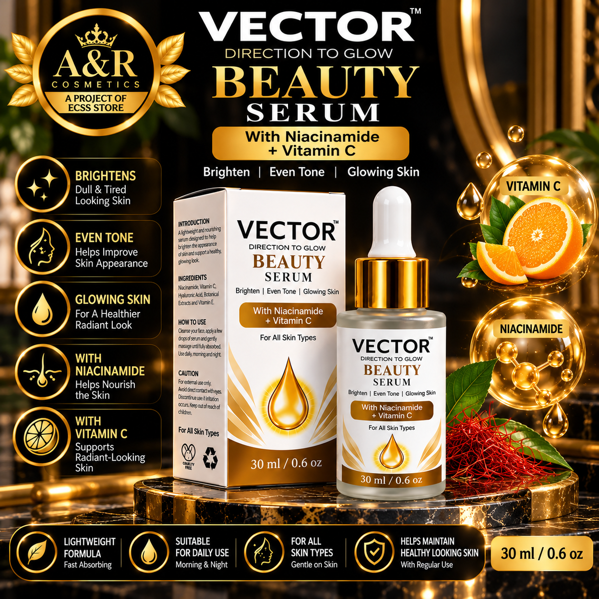 VECTOR Beauty Serum – With Niacinamide & Vitamin C