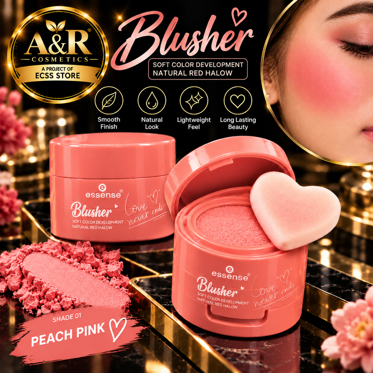 Essense Heart Stamp Blusher – 24 PCS Set | 6 Shades