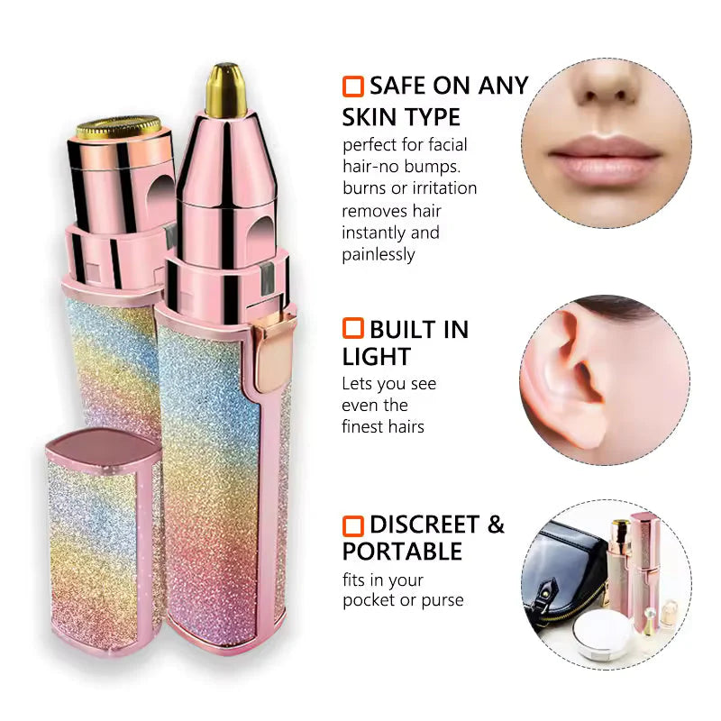 2-in-1 Rechargeable Facial Hair Remover & Eyebrow Trimmer for Women