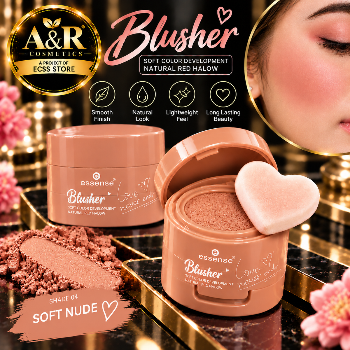Essense Heart Stamp Blusher – 24 PCS Set | 6 Shades