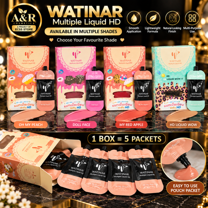 WATINAR Multiple Liquid HD – Multi-Purpose Liquid Makeup | 5 Packets per Box