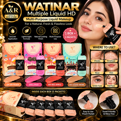 WATINAR Multiple Liquid HD – Multi-Purpose Liquid Makeup | 5 Packets per Box