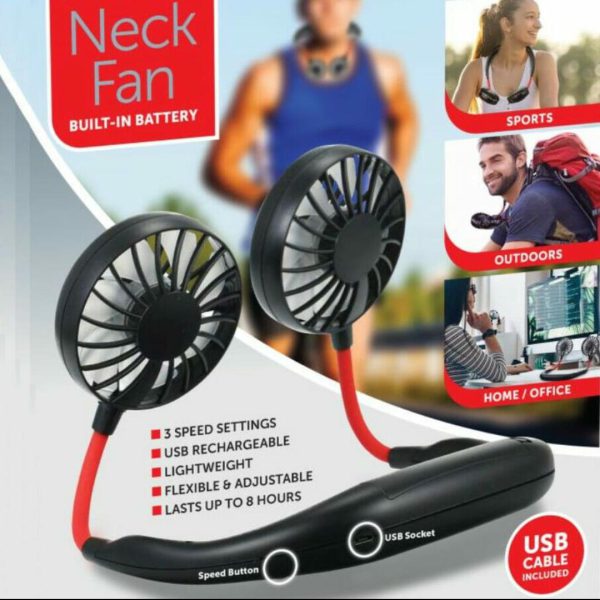 Neck Fan Adjustment Fan Hands-free Hanging Rechargeable Mini Sports Fans 3 Gears Wearable Sport Fan – Random Color