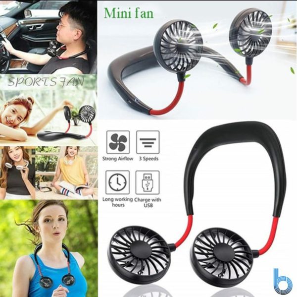 Neck Fan Adjustment Fan Hands-free Hanging Rechargeable Mini Sports Fans 3 Gears Wearable Sport Fan – Random Color