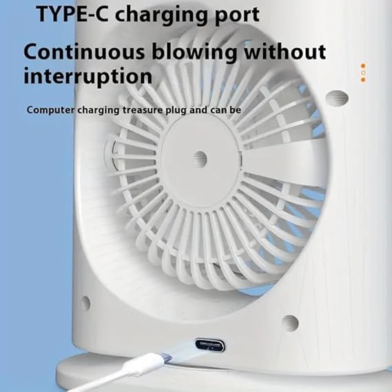 Portable Mini Double Fan Air Cooler With Mist Humidifier And Led Lighting, Mini Table Cooling Fan For Home & Office – Rechargeable ( Random Color )
